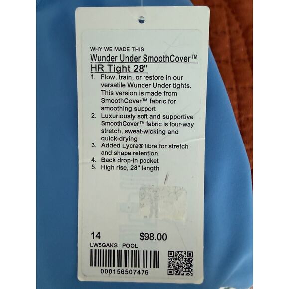 LULULEMON Wunder Under SmoothCover High-Rise Tights 28" Size 14 Pool Party NWT - Picture 3 of 5